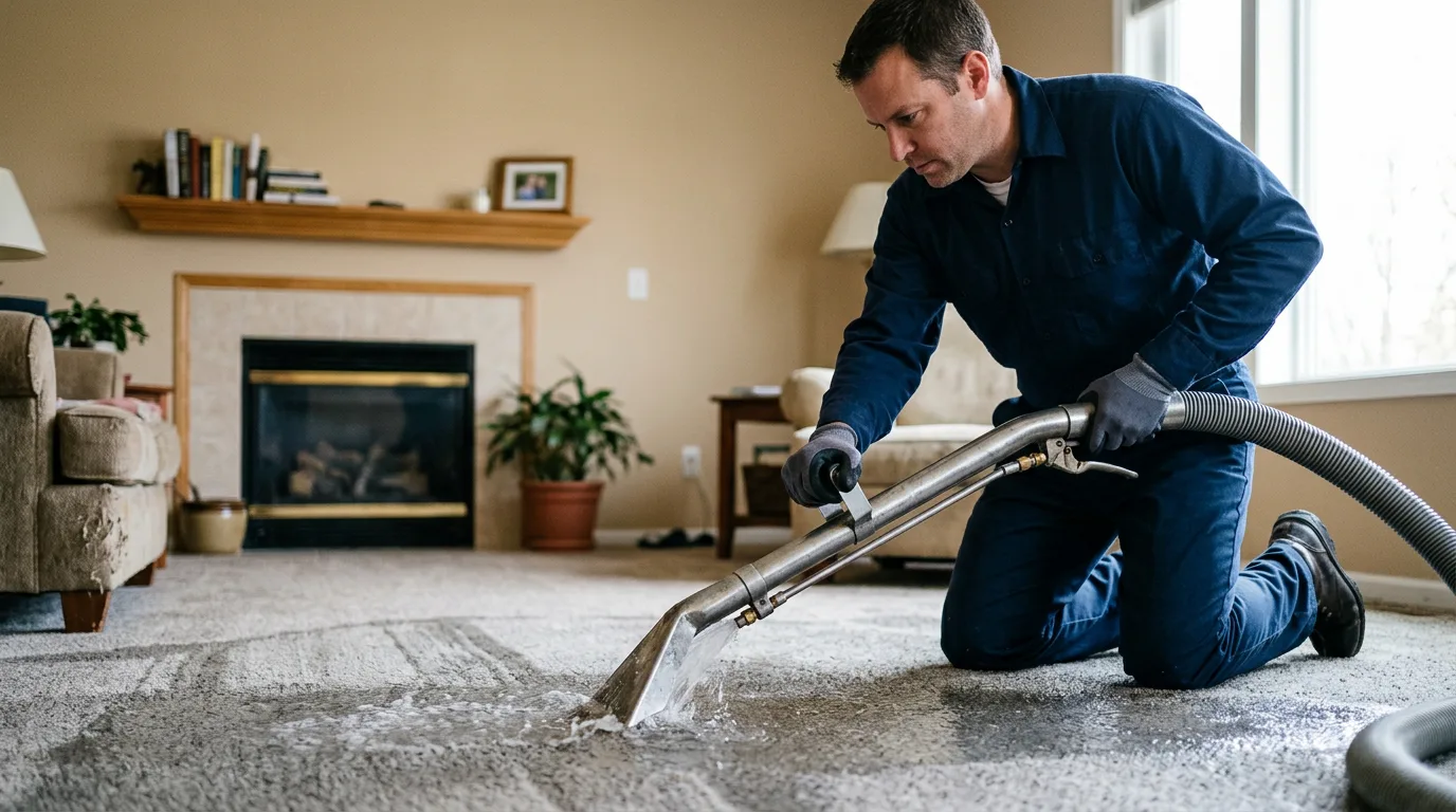 Water damage restoration technician working near Doyle, CA